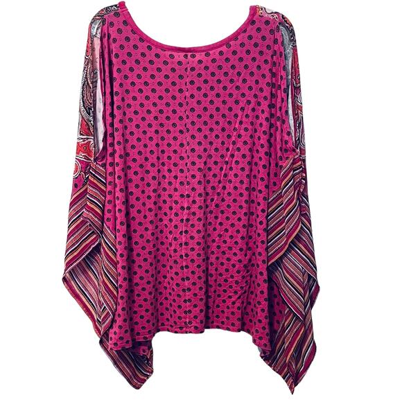 LANE BRYANT KAFTAN/KIMONO COLD SHOULDER TOP WOMENS, 14/16-PINK BROWN ORANGE ABST - Picture 8 of 12